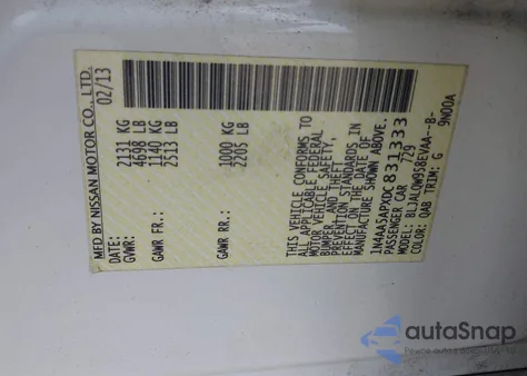 2013 Nissan Maxima 3.5 S из США, поврежденный, VIN 1N4AA5APXDC831333